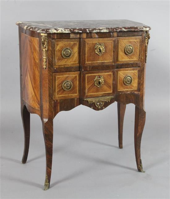A French Kingwood petit commode W.66cm
